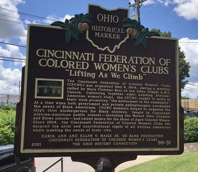 Cincinnati Federation of Colored Women�s Clubs side of marker image. Click for full size.