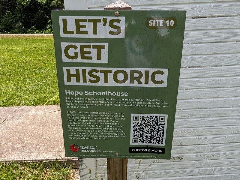 Hope Schoolhouse Marker. Click for full size. Hope Schoolhouse Marker image. Click for full size.