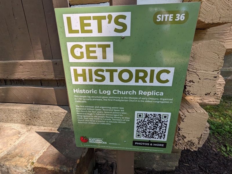 Historic Log Church Replica Marker. Click for full size. Historic Log Church Replica Marker image. Click for full size.