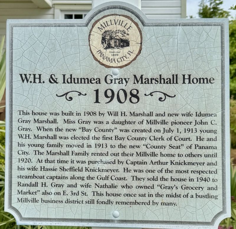W.H. & Idumea Gray Marshall Home Marker image. Click for full size.