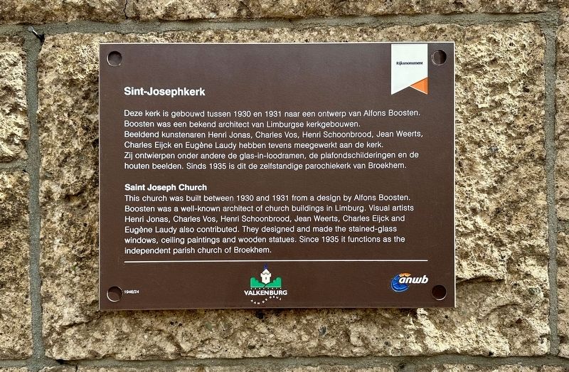 Sint-Josephkerk / Saint Joseph Church Marker. Click for full size. Sint-Josephkerk / Saint Joseph Church Marker image. Click for full size.