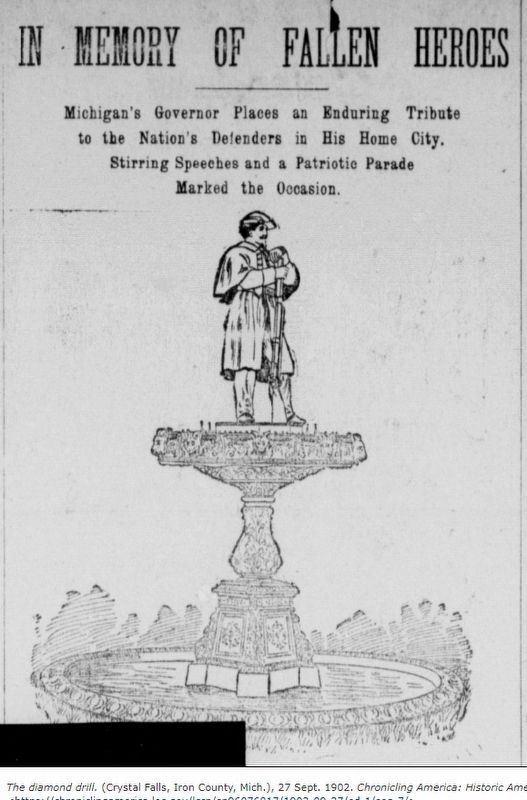 1902 Newspaper rendering of the Soldiers Fountain. Click for full size. 1902 Newspaper rendering of the Soldiers Fountain image. Click for full size.