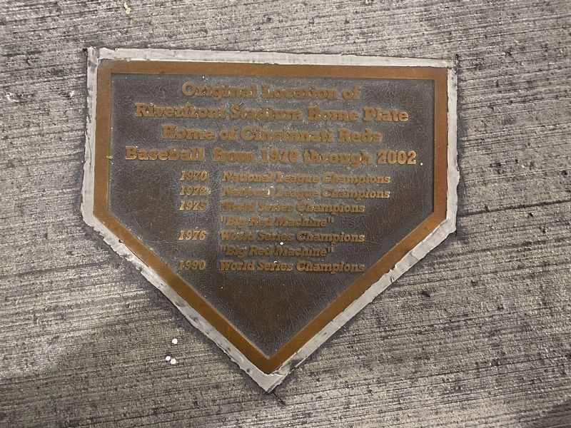 Riverfront Stadium Homeplate Location Marker. Click for full size. Riverfront Stadium Homeplate Location Marker image. Click for full size.