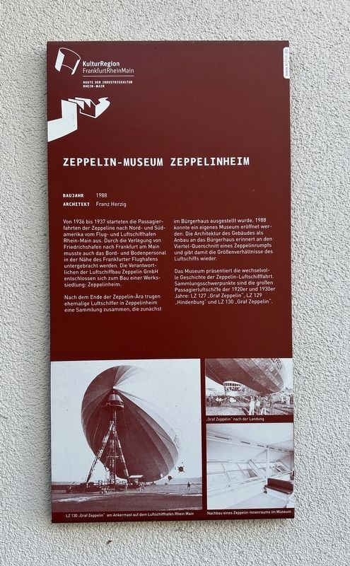Zeppelin-Museum Zeppelinheim Marker image. Click for full size.