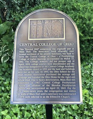 Central College of Ohio Marker. Click for full size. Central College of Ohio Marker image. Click for full size.