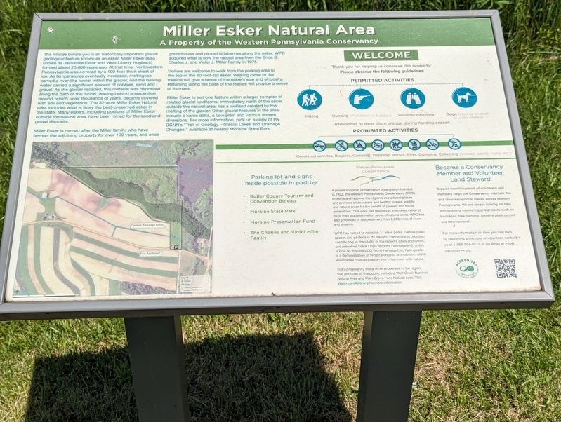 Miller Esker Natural Area Marker. Click for full size. Miller Esker Natural Area Marker image. Click for full size.