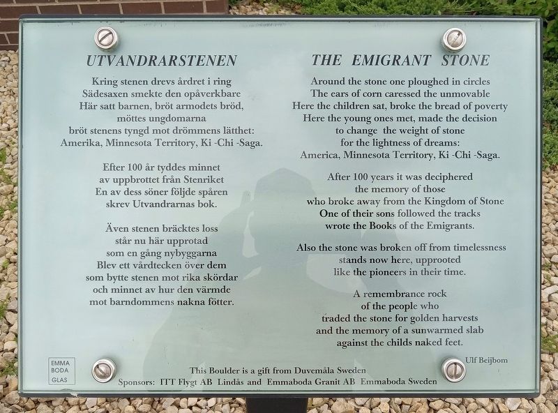The Emigrant Stone commemorative poem. Click for full size. The Emigrant Stone commemorative poem image. Click for full size.