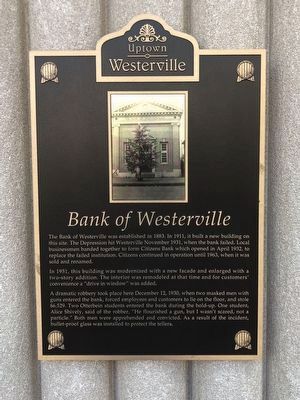 Bank of Westerville Marker. Click for full size. Bank of Westerville Marker image. Click for full size.