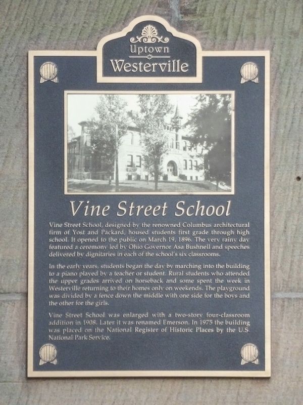 Vine Street School Marker image. Click for full size.