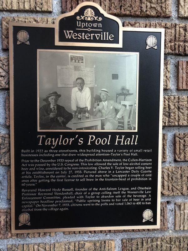 Taylor's Pool Hall Marker. Click for full size. Taylor's Pool Hall Marker image. Click for full size.