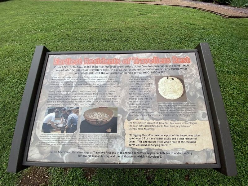 Earliest Residents of Travellers Rest Marker image. Click for full size.
