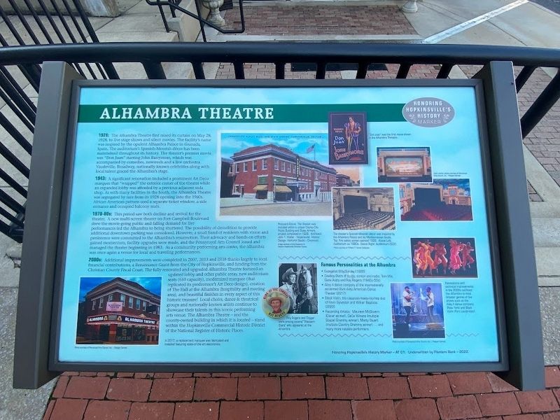 Alhambra Theatre Marker. Click for full size. Alhambra Theatre Marker image. Click for full size.