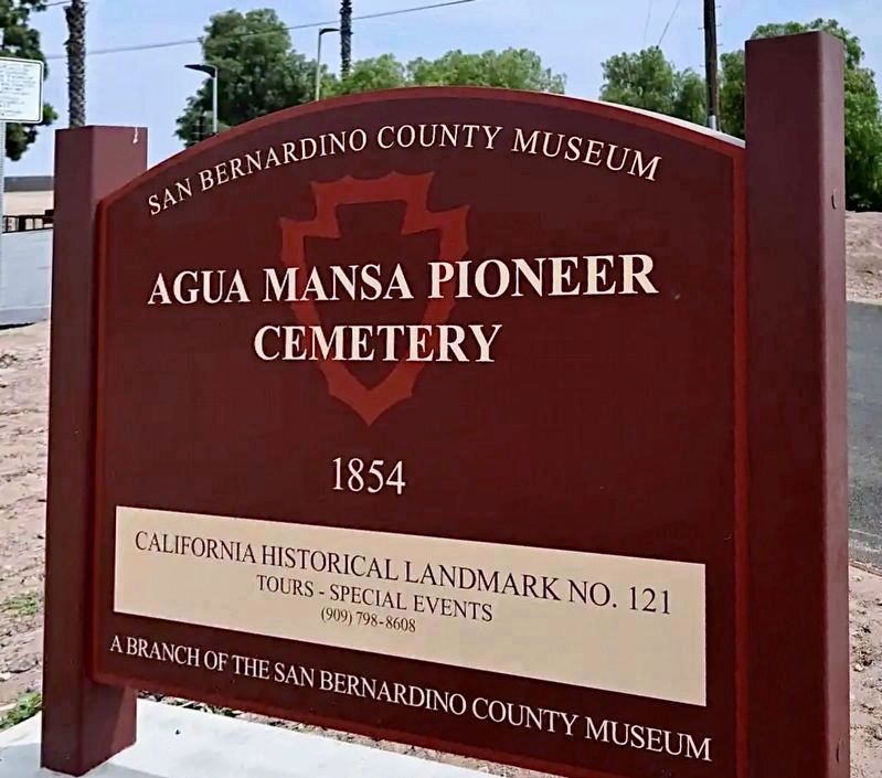 Agua Mansa Pioneer Cemetery, 1854. Click for full size. Agua Mansa Pioneer Cemetery, 1854 image. Click for full size.