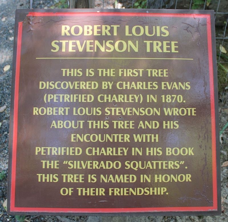 Robert Louis Stevenson Tree Marker. Click for full size. Robert Louis Stevenson Tree Marker image. Click for full size.