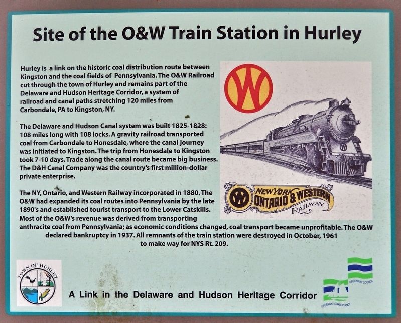 Site of the O&W Train Station in Hurley Marker image. Click for full size.