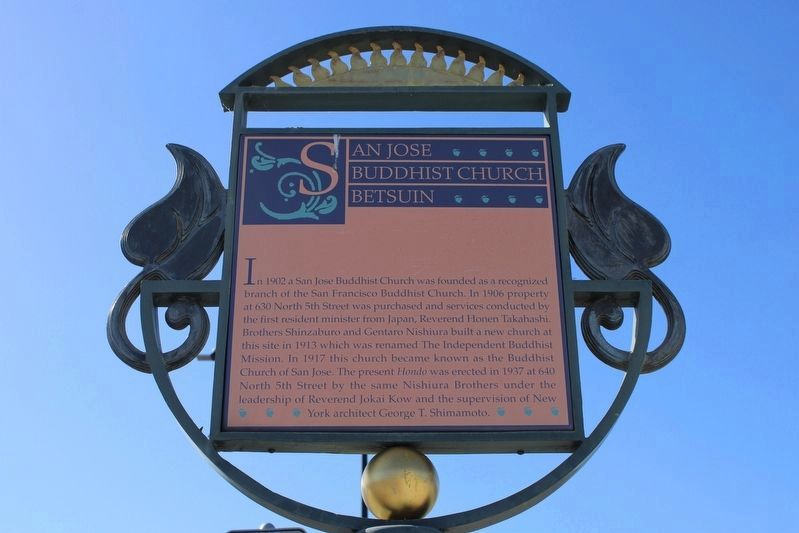 San Jose Buddhist Church Betsuin Marker image. Click for full size.