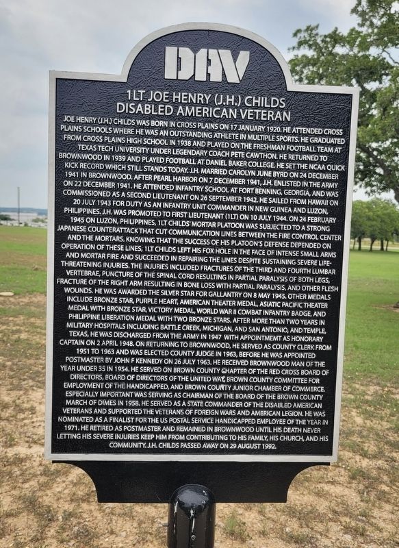 1Lt Joe Henry (J.H.) Childs Marker image. Click for full size.