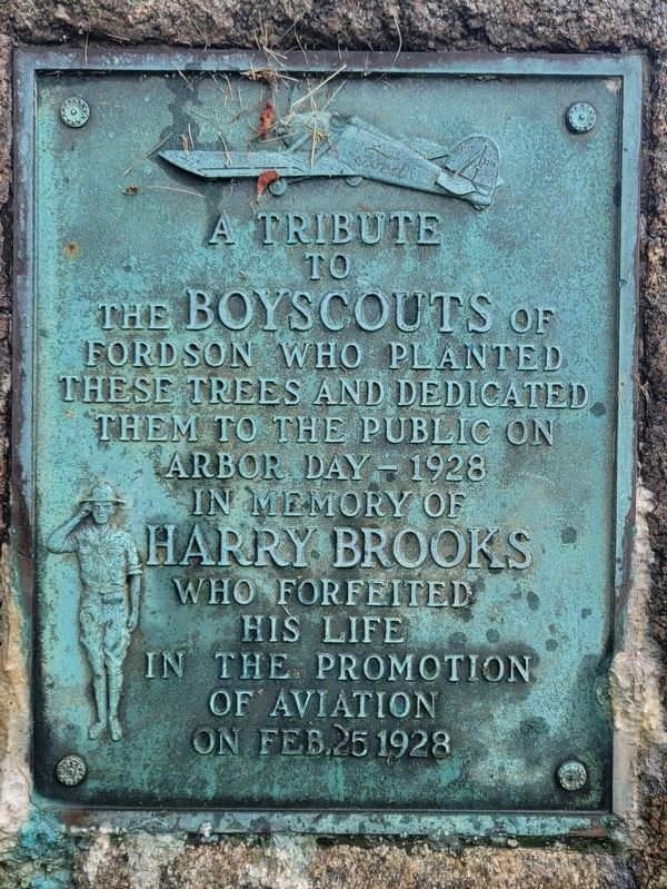 Boy Scout Tribute to Harry Brooks Marker. Click for full size. Boy Scout Tribute to Harry Brooks Marker image. Click for full size.