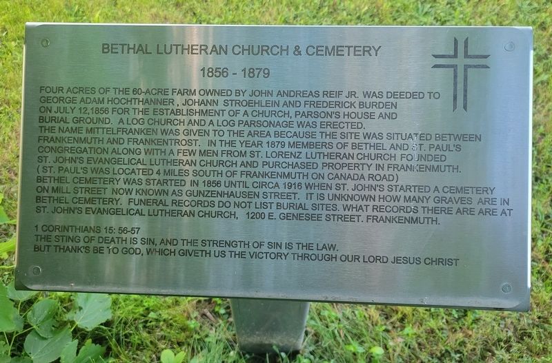 Bethel Lutheran Church and Cemetery Marker image. Click for full size.