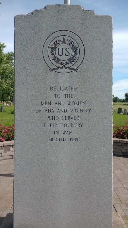 Ada & Liberty Township Veterans Memorial Marker. Click for full size. Ada & Liberty Township Veterans Memorial Marker image. Click for full size.