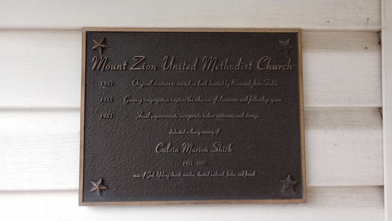 Mount Zion United Methodist Church Marker image. Click for full size.