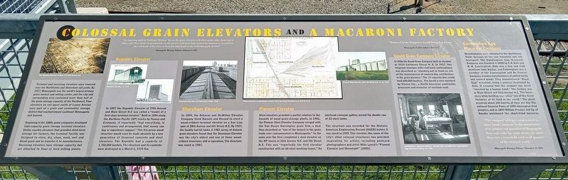 Colossal Grain Elevators and a Macaroni Factory Marker. Click for full size. Colossal Grain Elevators and a Macaroni Factory Marker image. Click for full size.