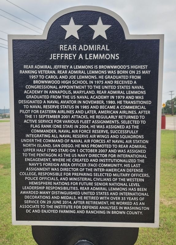 Rear Admiral Jeffrey A Lemmons Marker image. Click for full size.
