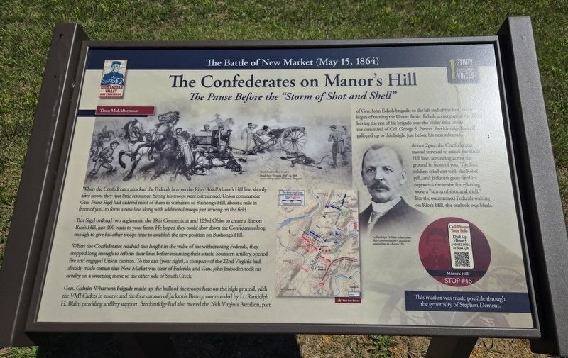 The Confederates on Manor's Hill Marker. Click for full size. The Confederates on Manor's Hill Marker image. Click for full size.