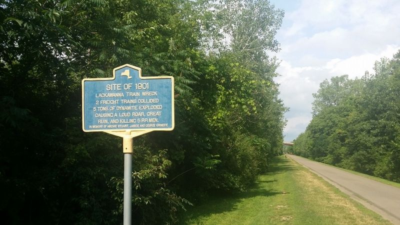 Site of 1901 Lackawanna Train Wreck Marker. Click for full size. Site of 1901 Lackawanna Train Wreck Marker image. Click for full size.