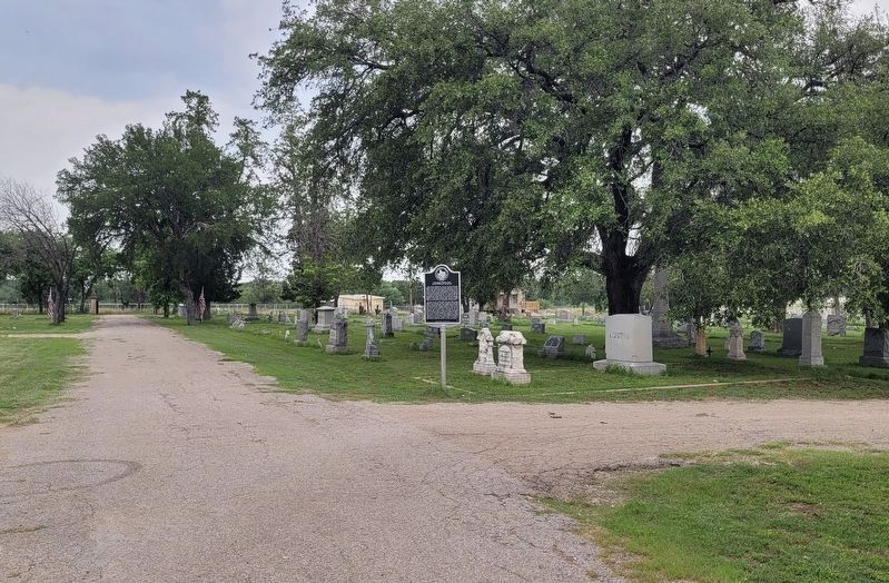 The view of the Charlie Webb and John Wesley Hardin Marker in the cemetery image. Click for full size.