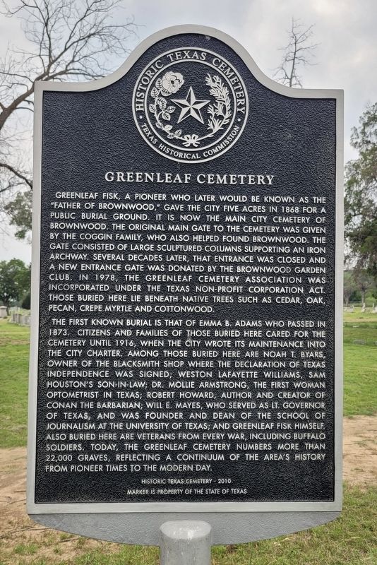 Greenleaf Cemetery Marker image. Click for full size.