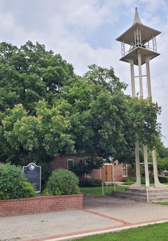 The view of the Daniel Baker College Marker from the sidewalk. Click for full size. The view of the Daniel Baker College Marker from the sidewalk image. Click for full size.