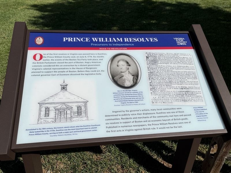 Prince William Resolves - Precursors to Independence Marker image. Click for full size.