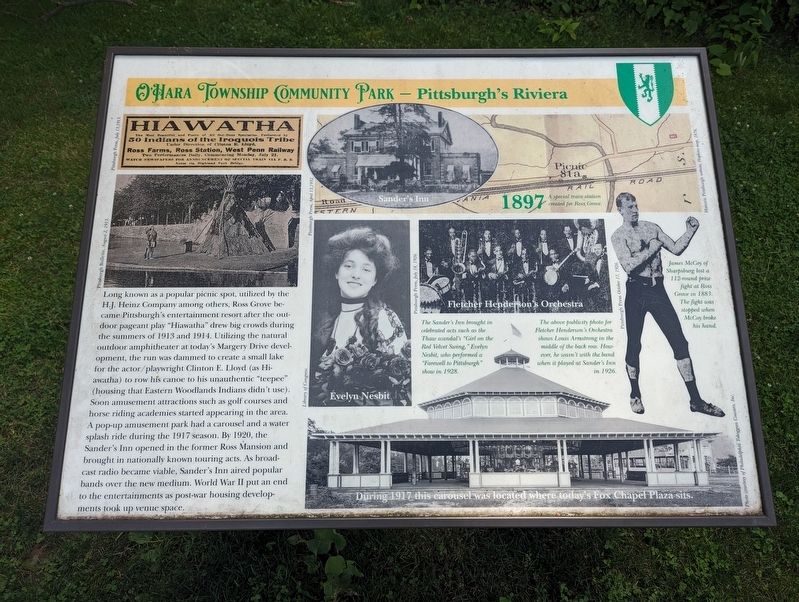 O'Hara Township Community Park - Pittsburgh’s Riviera Marker. Click for full size. O'Hara Township Community Park - Pittsburgh’s Riviera Marker image. Click for full size.