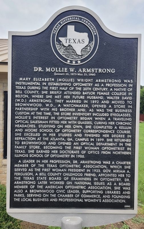 Dr. Mollie W. Armstrong Marker. Click for full size. Dr. Mollie W. Armstrong Marker image. Click for full size.