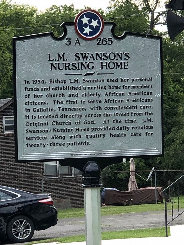 L.M. Swanson's Nursing Home side of marker. Click for full size. L.M. Swanson's Nursing Home side of marker image. Click for full size.