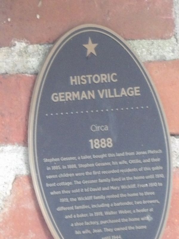 Historic German Village Marker. Click for full size. Historic German Village Marker image. Click for full size.