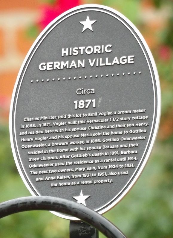 Historic German Village Marker. Click for full size. Historic German Village Marker image. Click for full size.