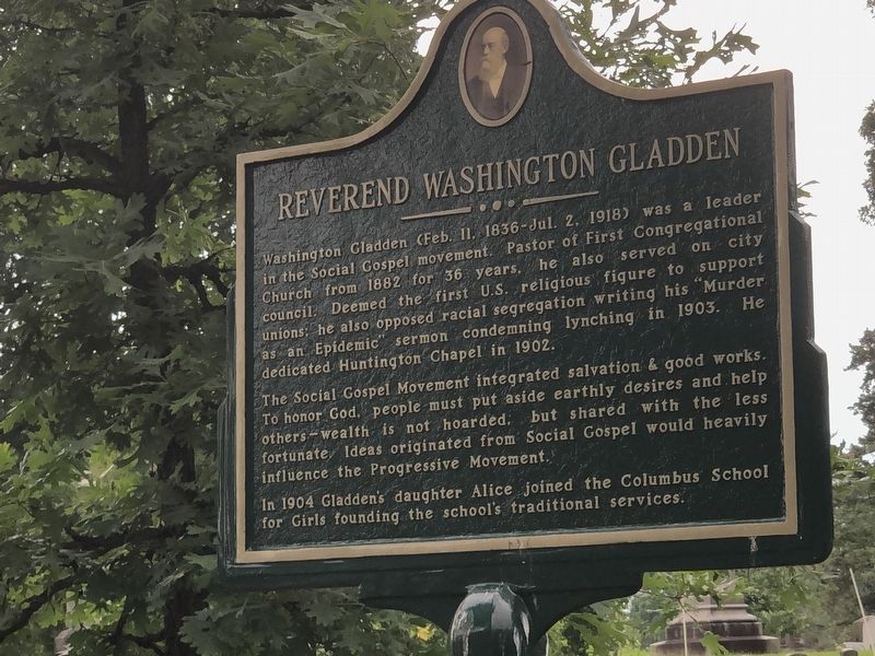 Reverend Washington Gladden side of marker. Click for full size. Reverend Washington Gladden side of marker image. Click for full size.
