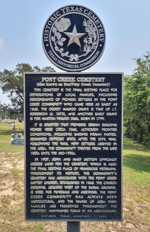 Pony Creek Cemetery Marker image. Click for full size.