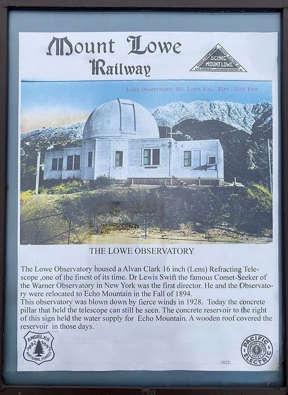Lowe Observatory Marker. Click for full size. Lowe Observatory Marker image. Click for full size.