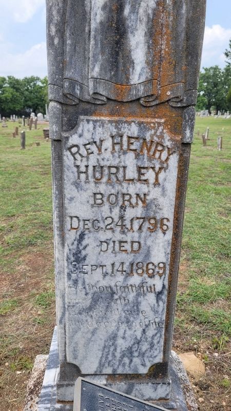 Closeup of Rev. Henry Hurley Gravestone image. Click for full size.