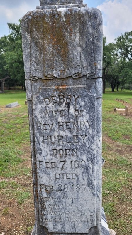 Debby, wife of the Rev. Henry Hurley Gravestone image. Click for full size.