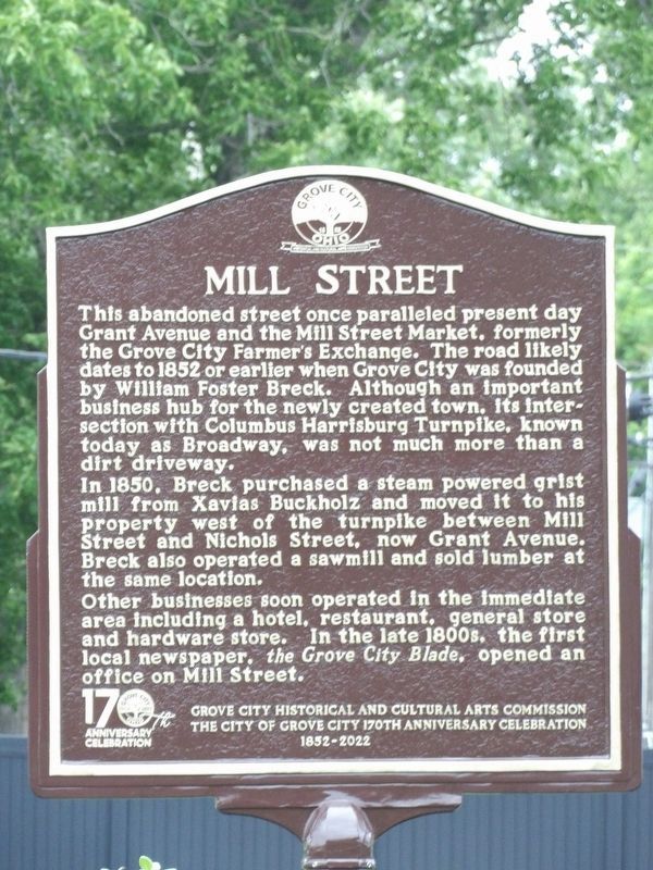 Mill Street Marker Side One. Click for full size. Mill Street Marker Side One image. Click for full size.