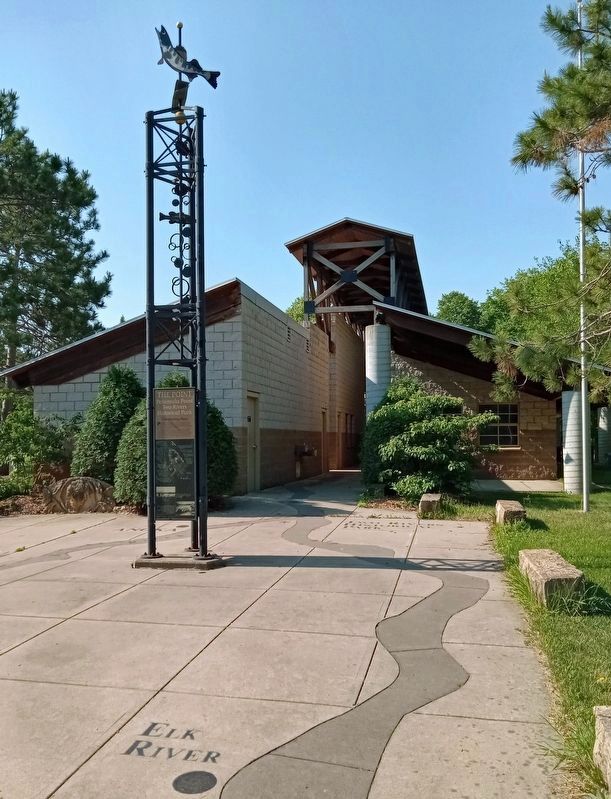 The Point Marker in front of the Peninsula Point Park shelter. Click for full size. The Point Marker in front of the Peninsula Point Park shelter image. Click for full size.
