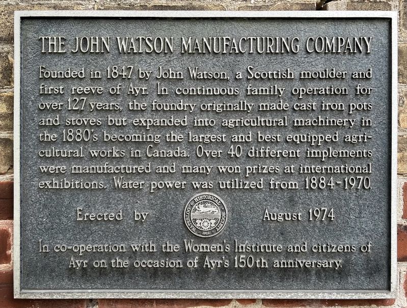The John Watson Manufacturing Company Marker. Click for full size. The John Watson Manufacturing Company Marker image. Click for full size.