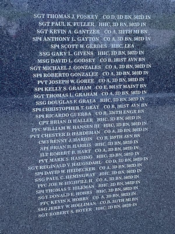 In Memory of 248 soldiers of Task Force 3-502, Multinational Force and Observers, 101st Airborne Div. Click for full size. In Memory of 248 soldiers of Task Force 3-502, Multinational Force and Observers, 101st Airborne Div image. Click for full size.