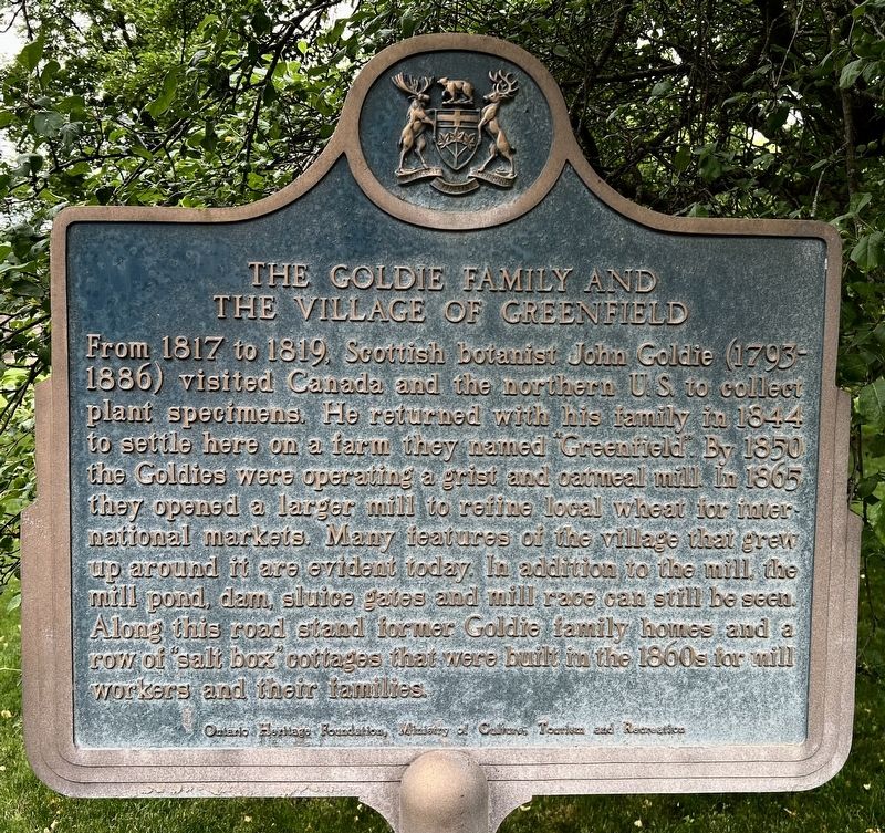 The Goldie Family and the Village of Greenfield Marker image. Click for full size.