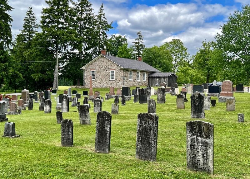 Detweiler Meetinghouse, from the Roseville Cemetery image. Click for full size.