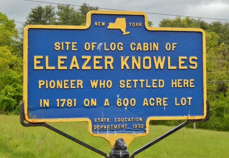 Site of Log Cabin of Eleazer Knowles Marker image. Click for full size.